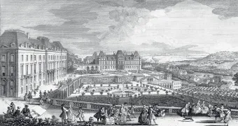Veue du chateau de Medon, du Coté des parterres [détail], par Jacques Rigaud, 1733, musée national des châteaux de Versailles et de Trianon. © EPV / Christophe Fouin