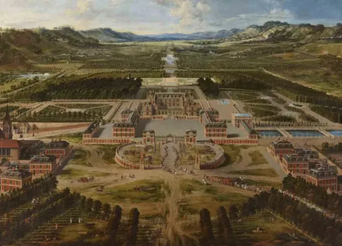 Vue du château et des jardins de Versailles, prise de l'avenue de Paris, 1668