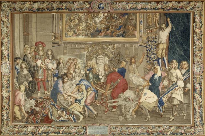 Histoire du Roy : Le Roy Louis XIV visitant les Manufactures des Gobelins