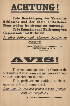 Affiche bilingue à l’attention des soldats visitant le Château